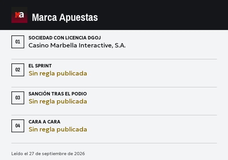 Ficha de Marca Apuestas: sprint, podio y cara a cara
